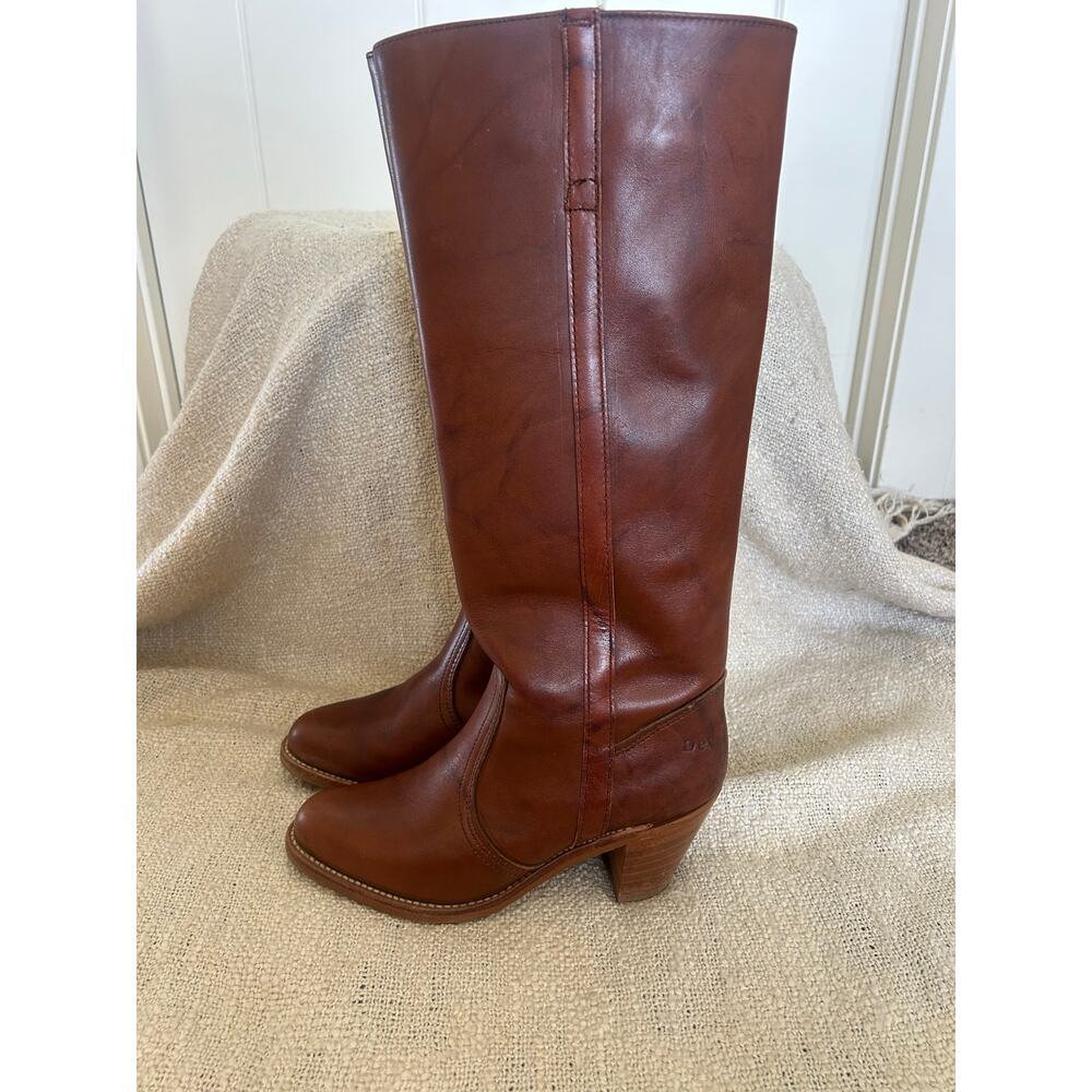 Vintage Dexter 70’s Stacked Heel Brown Cowboy Boots Size 7.5 - Picture 5 of 10